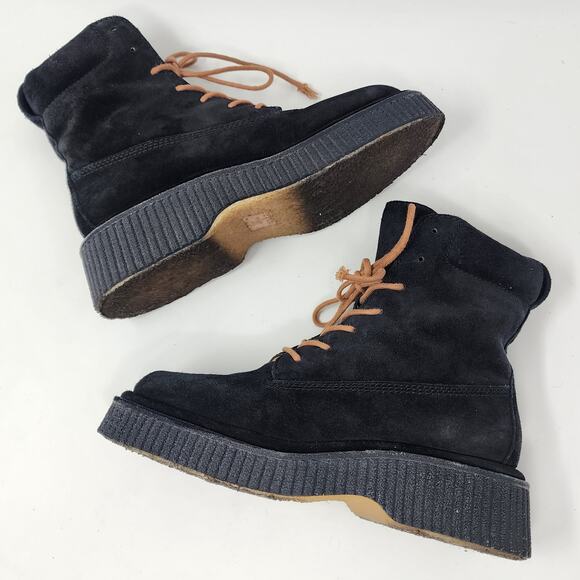 Rag & Bone Boots Women EU37.5/US7.5 Sloane Black Calf Suede Platform Lace-up - Picture 5 of 8